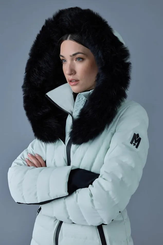 Downs and Jackets Women Mackage ELITA Down Ski Jacket With Removable Blue Fox Fur Trim Milkshake Downs and Jackets Women Mackage ELITA Down Ski Jacket With Removable Blue Fox Fur Trim Milkshake