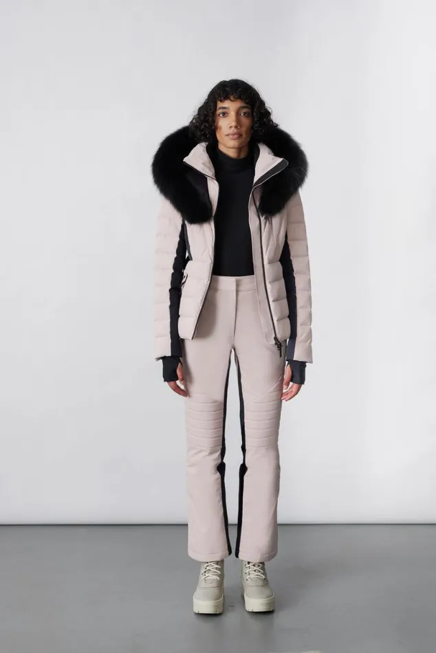 Downs and Jackets Women Mackage ELITA Down Ski Jacket With Removable Blue Fox Fur Trim Milkshake Downs and Jackets Women Mackage ELITA Down Ski Jacket With Removable Blue Fox Fur Trim Milkshake