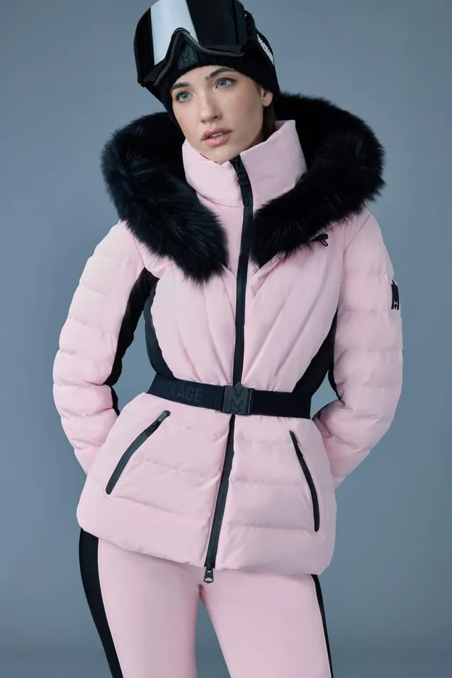 Downs and Jackets Women Mackage ELITA Down Ski Jacket With Removable Blue Fox Fur Trim Milkshake Downs and Jackets Women Mackage ELITA Down Ski Jacket With Removable Blue Fox Fur Trim Milkshake
