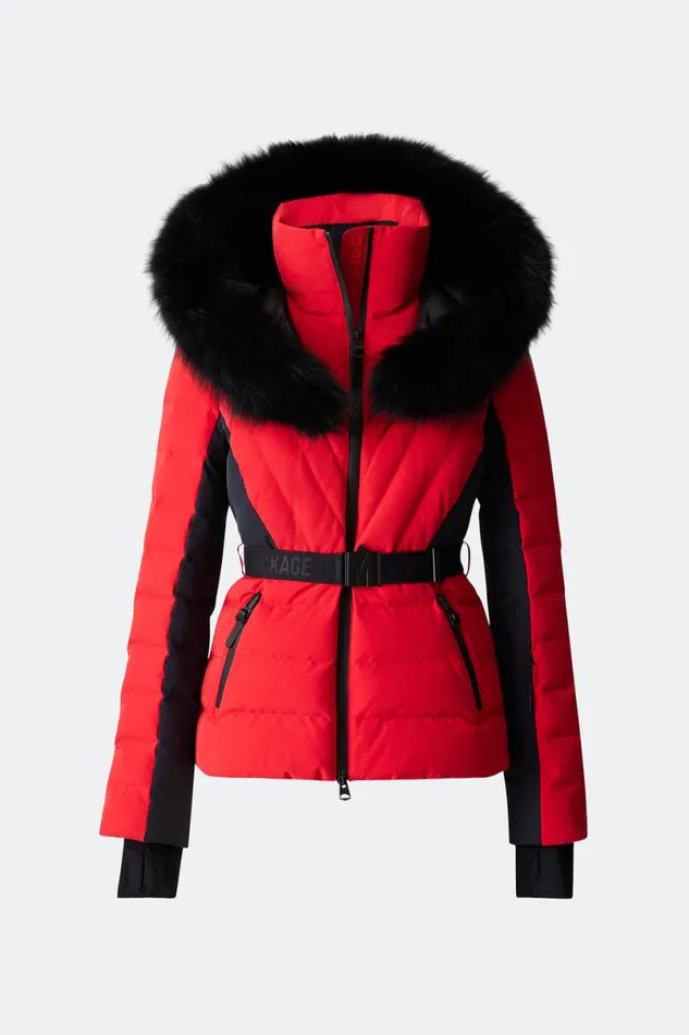 Downs and Jackets Women Mackage ELITA Down Ski Jacket With Removable Blue Fox Fur Trim Milkshake Downs and Jackets Women Mackage ELITA Down Ski Jacket With Removable Blue Fox Fur Trim Milkshake