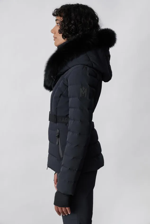 Downs and Jackets Women Mackage ELITA Down Ski Jacket With Removable Blue Fox Fur Trim Milkshake Downs and Jackets Women Mackage ELITA Down Ski Jacket With Removable Blue Fox Fur Trim Milkshake