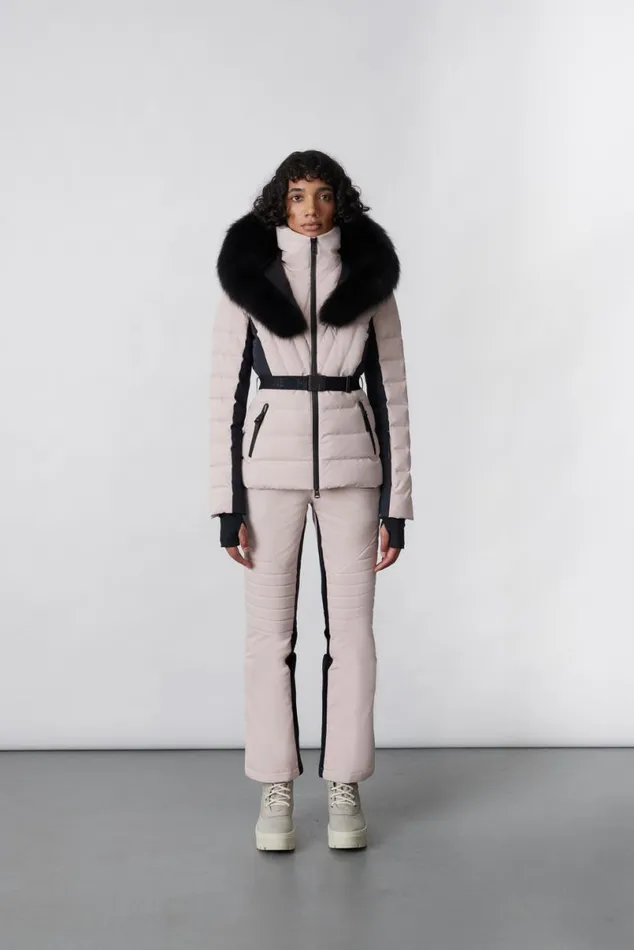 Downs and Jackets Women Mackage ELITA Down Ski Jacket With Removable Blue Fox Fur Trim Milkshake Downs and Jackets Women Mackage ELITA Down Ski Jacket With Removable Blue Fox Fur Trim Milkshake