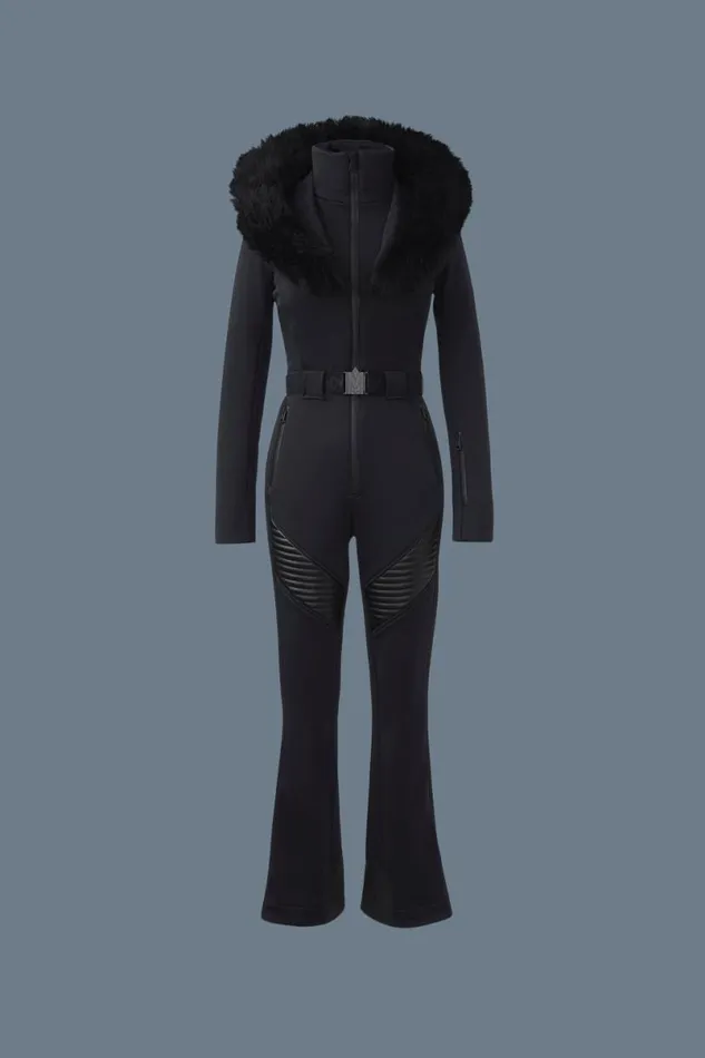 Downs and Jackets Women Mackage ELLEZ Techno Fleece Ski Suit With Removable Hood And Fur Trim Milkshake Downs and Jackets Women Mackage ELLEZ Techno Fleece Ski Suit With Removable Hood And Fur Trim Milkshake