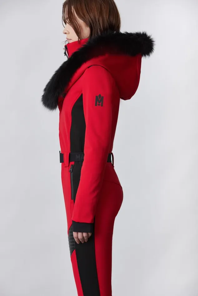 Downs and Jackets Women Mackage ELLEZ Techno Fleece Ski Suit With Removable Hood And Fur Trim Milkshake Downs and Jackets Women Mackage ELLEZ Techno Fleece Ski Suit With Removable Hood And Fur Trim Milkshake
