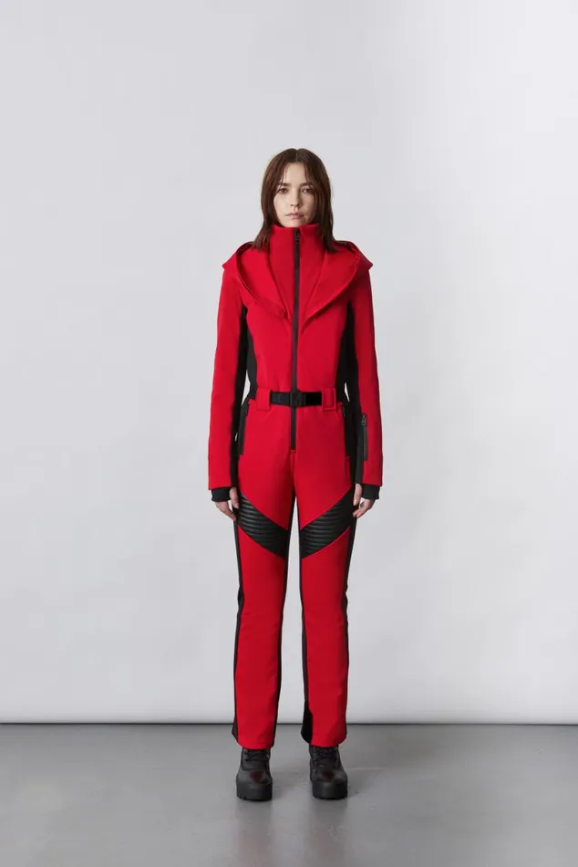 Downs and Jackets Women Mackage ELLEZ Techno Fleece Ski Suit With Removable Hood And Fur Trim Milkshake Downs and Jackets Women Mackage ELLEZ Techno Fleece Ski Suit With Removable Hood And Fur Trim Milkshake