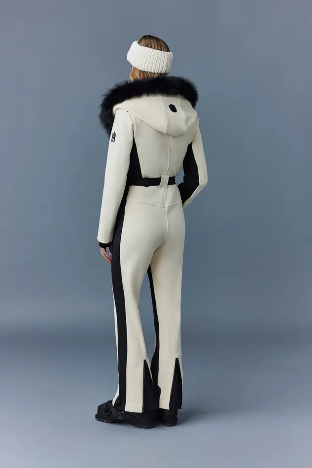 Downs and Jackets Women Mackage ELLEZ Techno Fleece Ski Suit With Removable Hood And Fur Trim Milkshake Downs and Jackets Women Mackage ELLEZ Techno Fleece Ski Suit With Removable Hood And Fur Trim Milkshake