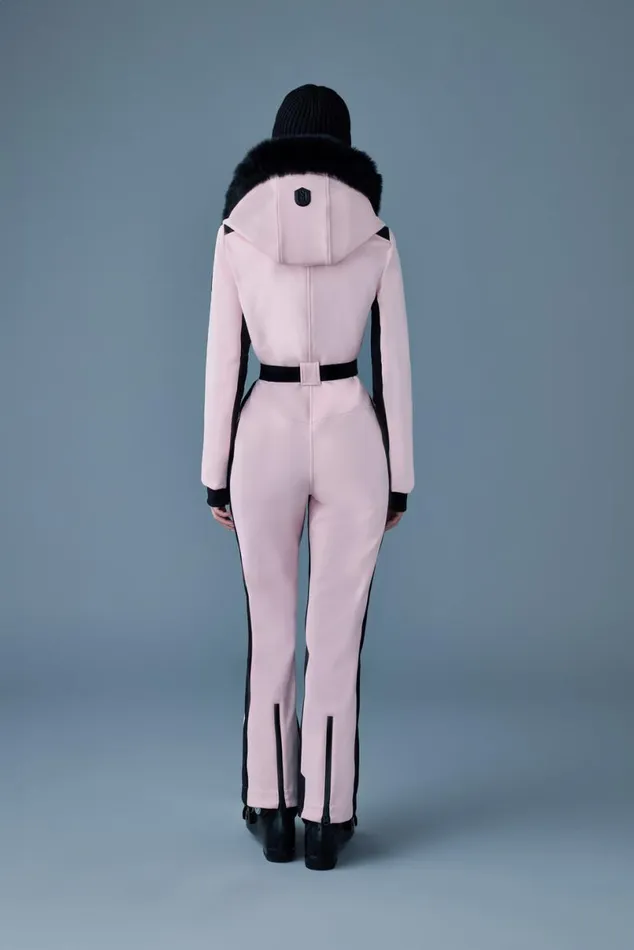 Downs and Jackets Women Mackage ELLEZ Techno Fleece Ski Suit With Removable Hood And Fur Trim Milkshake Downs and Jackets Women Mackage ELLEZ Techno Fleece Ski Suit With Removable Hood And Fur Trim Milkshake