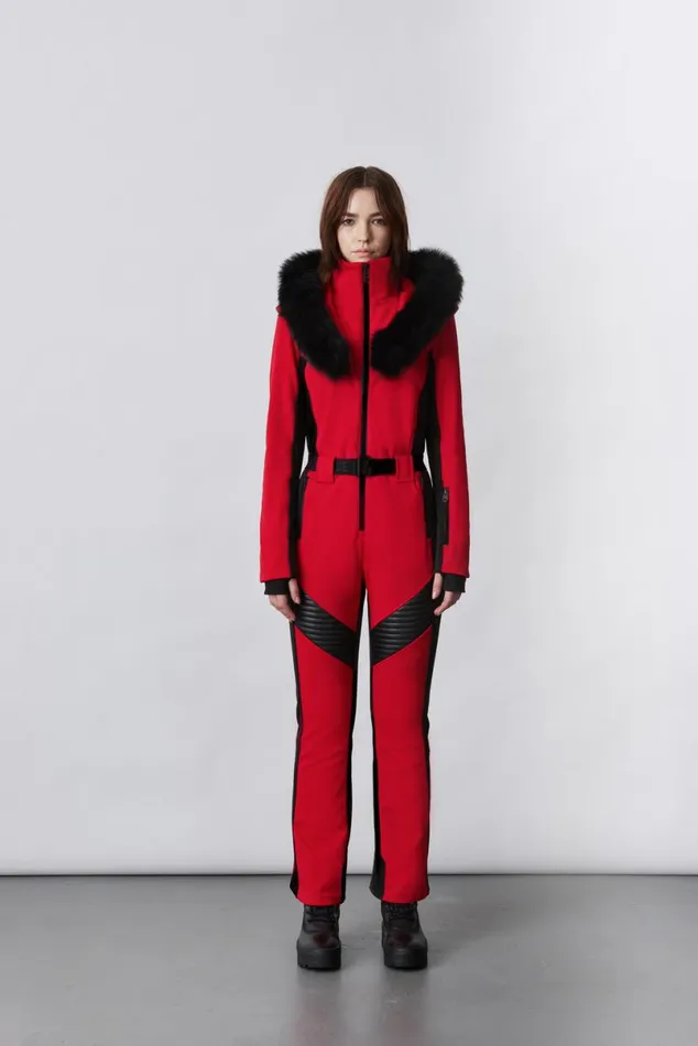 Downs and Jackets Women Mackage ELLEZ Techno Fleece Ski Suit With Removable Hood And Fur Trim Milkshake Downs and Jackets Women Mackage ELLEZ Techno Fleece Ski Suit With Removable Hood And Fur Trim Milkshake
