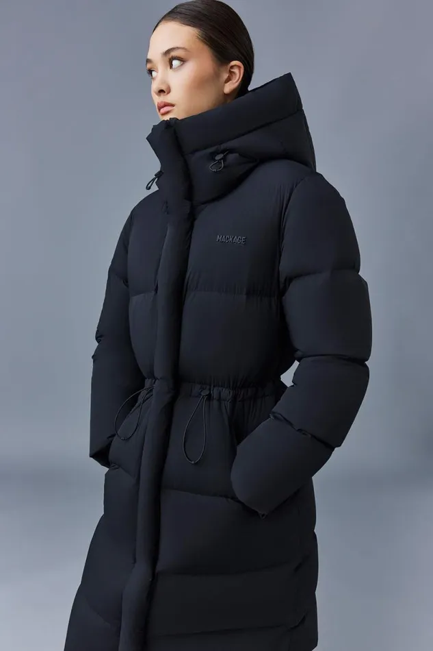 Downs and Jackets Women Mackage ISHANICITY Long Down Quilted Coat With Hood Black Downs and Jackets Women Mackage ISHANICITY Long Down Quilted Coat With Hood Black