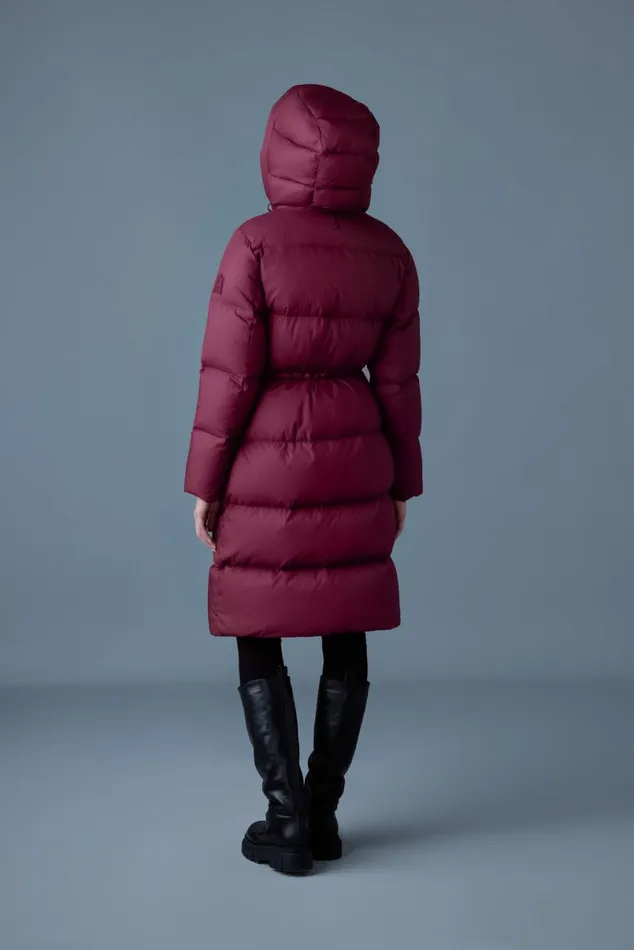 Downs and Jackets Women Mackage ISHANISW Softwash Long Down Coat With Hood Garnet