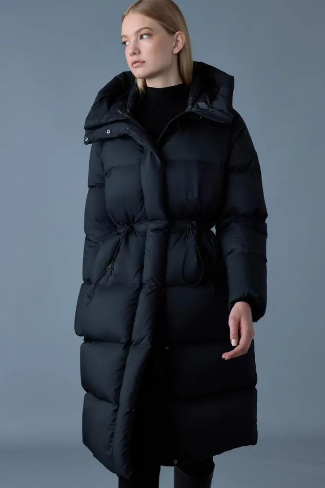 Downs and Jackets Women Mackage ISHANISW Softwash Long Down Coat With Hood Garnet Downs and Jackets Women Mackage ISHANISW Softwash Long Down Coat With Hood Garnet