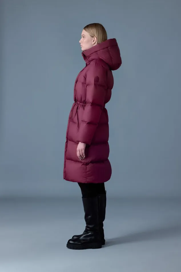 Downs and Jackets Women Mackage ISHANISW Softwash Long Down Coat With Hood Garnet Downs and Jackets Women Mackage ISHANISW Softwash Long Down Coat With Hood Garnet