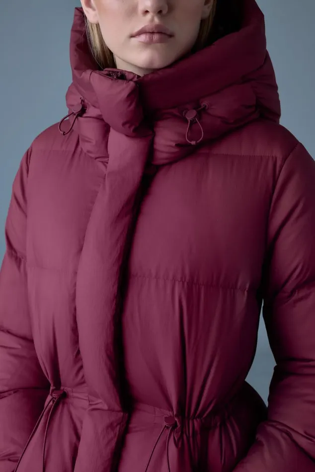 Downs and Jackets Women Mackage ISHANISW Softwash Long Down Coat With Hood Garnet Downs and Jackets Women Mackage ISHANISW Softwash Long Down Coat With Hood Garnet