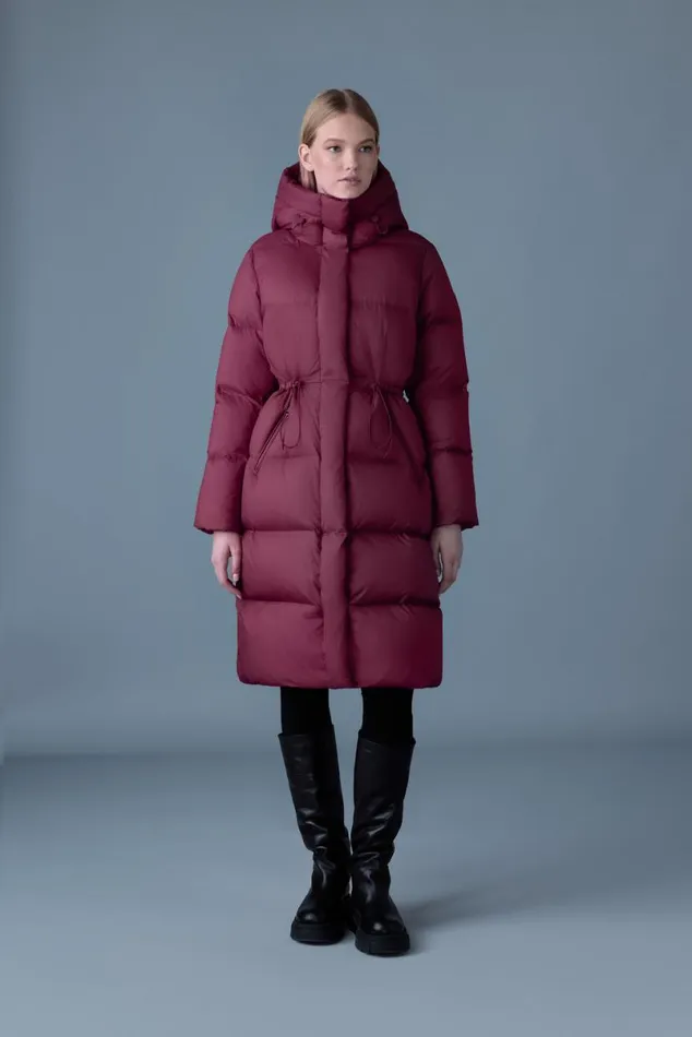 Downs and Jackets Women Mackage ISHANISW Softwash Long Down Coat With Hood Garnet Downs and Jackets Women Mackage ISHANISW Softwash Long Down Coat With Hood Garnet