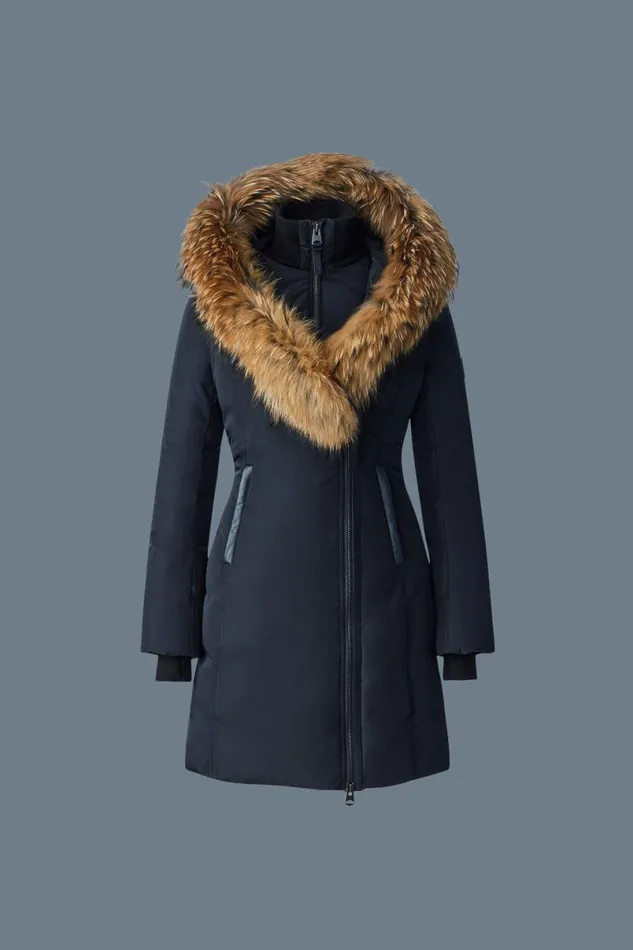 Downs and Jackets Women Mackage KAY Down Coat With Natural Fur Signature Mackage Collar Black Downs and Jackets Women Mackage KAY Down Coat With Natural Fur Signature Mackage Collar Black