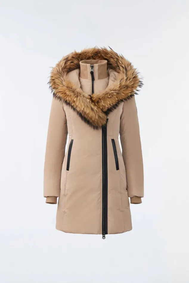 Downs and Jackets Women Mackage KAY Down Coat With Natural Fur Signature Mackage Collar Black Downs and Jackets Women Mackage KAY Down Coat With Natural Fur Signature Mackage Collar Black