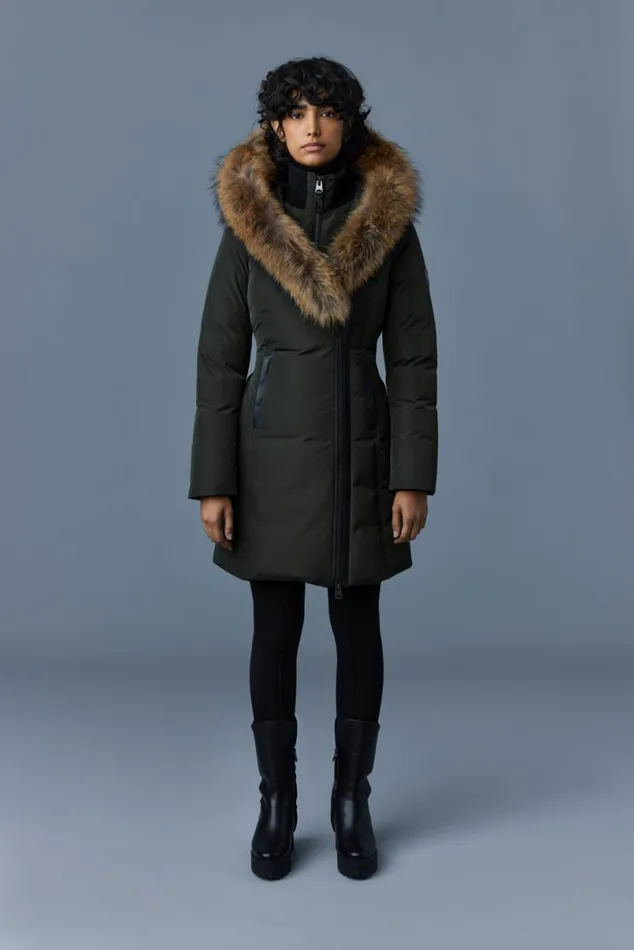 Downs and Jackets Women Mackage KAY Down Coat With Natural Fur Signature Mackage Collar Black Downs and Jackets Women Mackage KAY Down Coat With Natural Fur Signature Mackage Collar Black