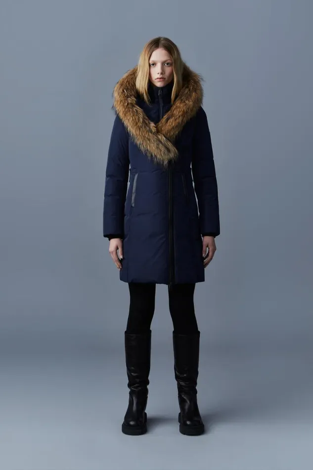 Downs and Jackets Women Mackage KAY Down Coat With Natural Fur Signature Mackage Collar Black Downs and Jackets Women Mackage KAY Down Coat With Natural Fur Signature Mackage Collar Black