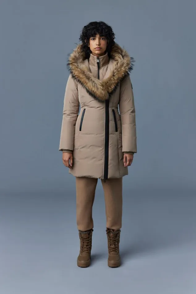 Downs and Jackets Women Mackage KAY Down Coat With Natural Fur Signature Mackage Collar Black Downs and Jackets Women Mackage KAY Down Coat With Natural Fur Signature Mackage Collar Black