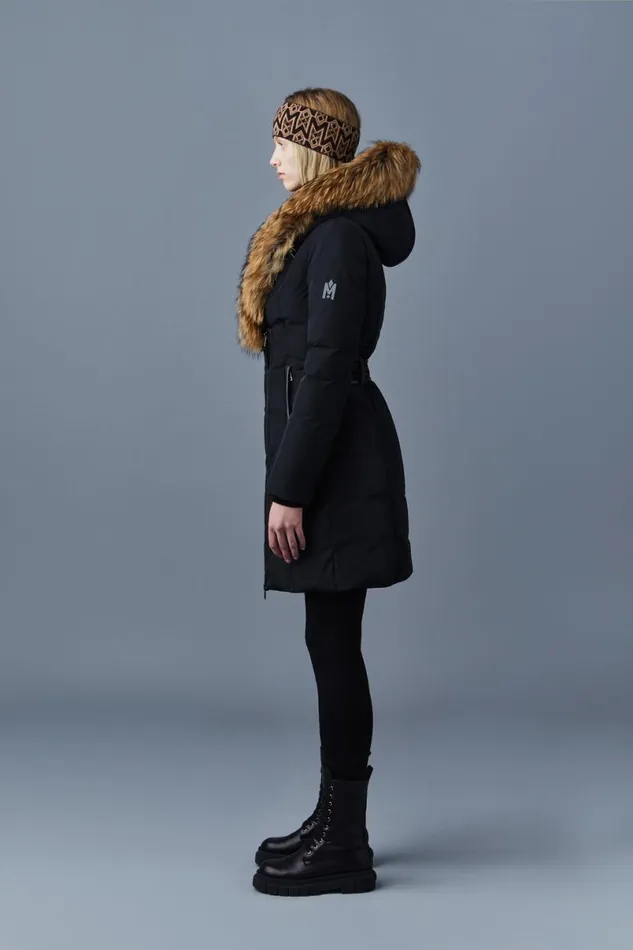 Downs and Jackets Women Mackage KAY Down Coat With Natural Fur Signature Mackage Collar Black Downs and Jackets Women Mackage KAY Down Coat With Natural Fur Signature Mackage Collar Black