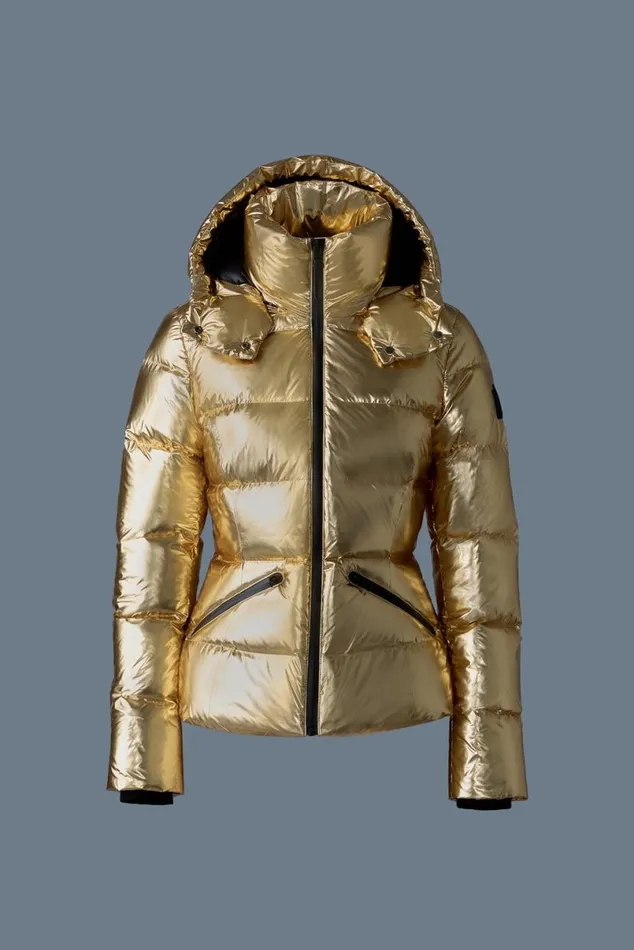 Downs and Jackets Women Mackage MADALYNM Metallic Laminate Down Jacket Silver