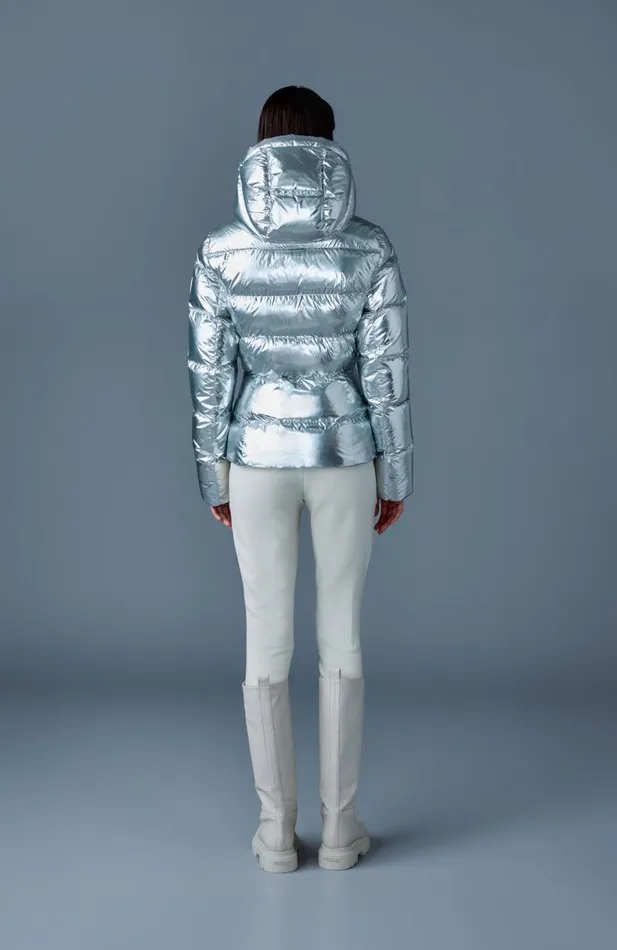 Downs and Jackets Women Mackage MADALYNM Metallic Laminate Down Jacket Silver Downs and Jackets Women Mackage MADALYNM Metallic Laminate Down Jacket Silver