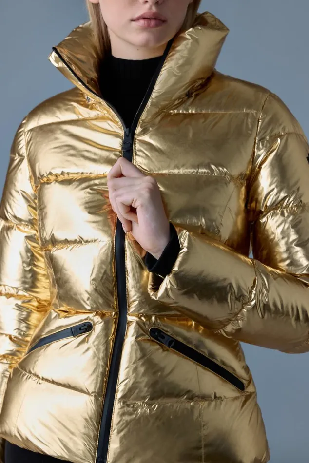 Downs and Jackets Women Mackage MADALYNM Metallic Laminate Down Jacket Silver Downs and Jackets Women Mackage MADALYNM Metallic Laminate Down Jacket Silver