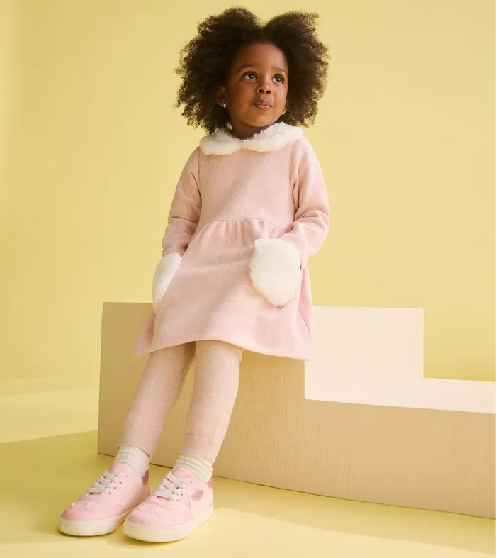 Dresses Baby and Toddler Hatley Baby and Toddler Girls Rose Elegance Herringbone Fur Trim Dress