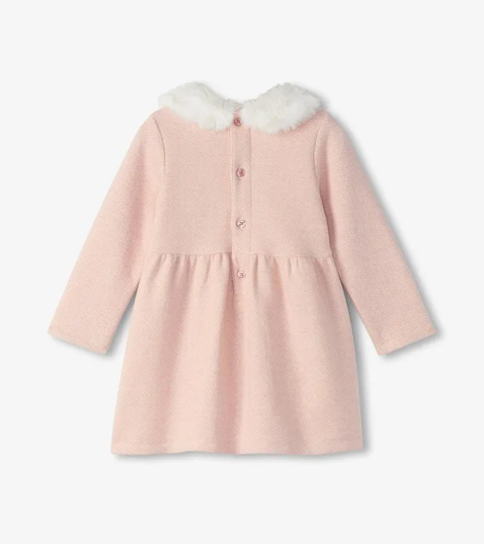 Dresses Baby and Toddler Hatley Baby and Toddler Girls Rose Elegance Herringbone Fur Trim Dress