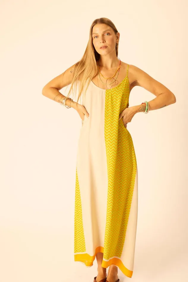 Dresses Shop Natalie Martin HEATHER MAXI Block Zigzag Tangerine
