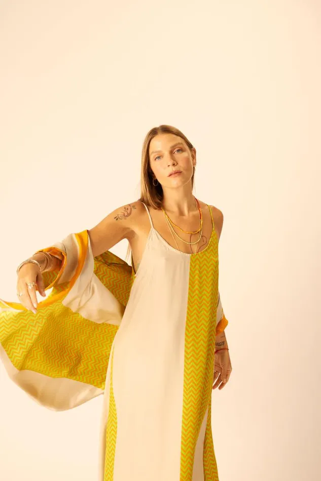 Dresses Shop Natalie Martin HEATHER MAXI Block Zigzag Tangerine