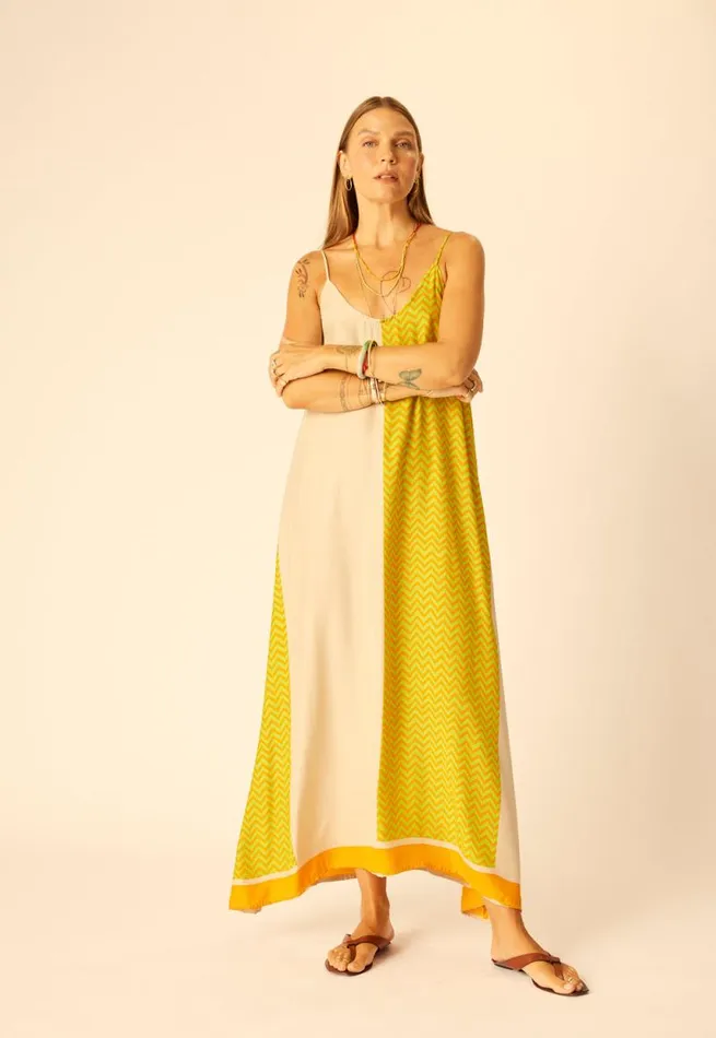 Dresses Shop Natalie Martin HEATHER MAXI Block Zigzag Tangerine