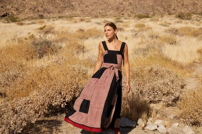 Dresses Shop Natalie Martin JASMINE MAXI Block Zigzag Noire
