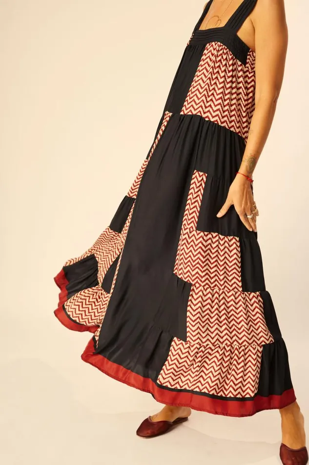 Dresses Shop Natalie Martin JASMINE MAXI Block Zigzag Noire