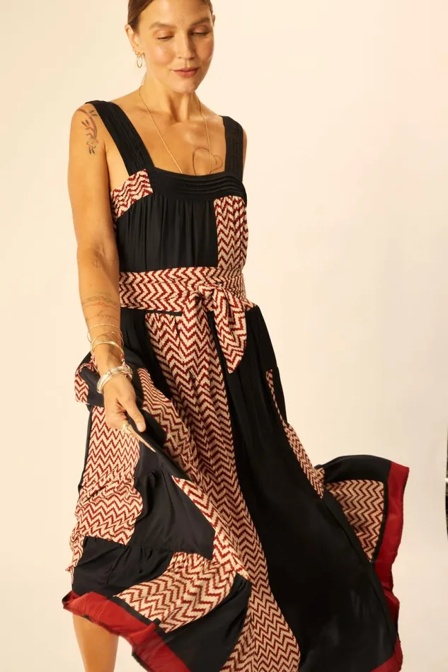 Dresses Shop Natalie Martin JASMINE MAXI Block Zigzag Noire