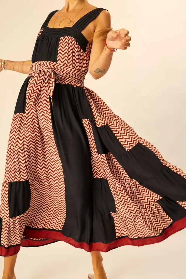 Dresses Shop Natalie Martin JASMINE MAXI Block Zigzag Noire