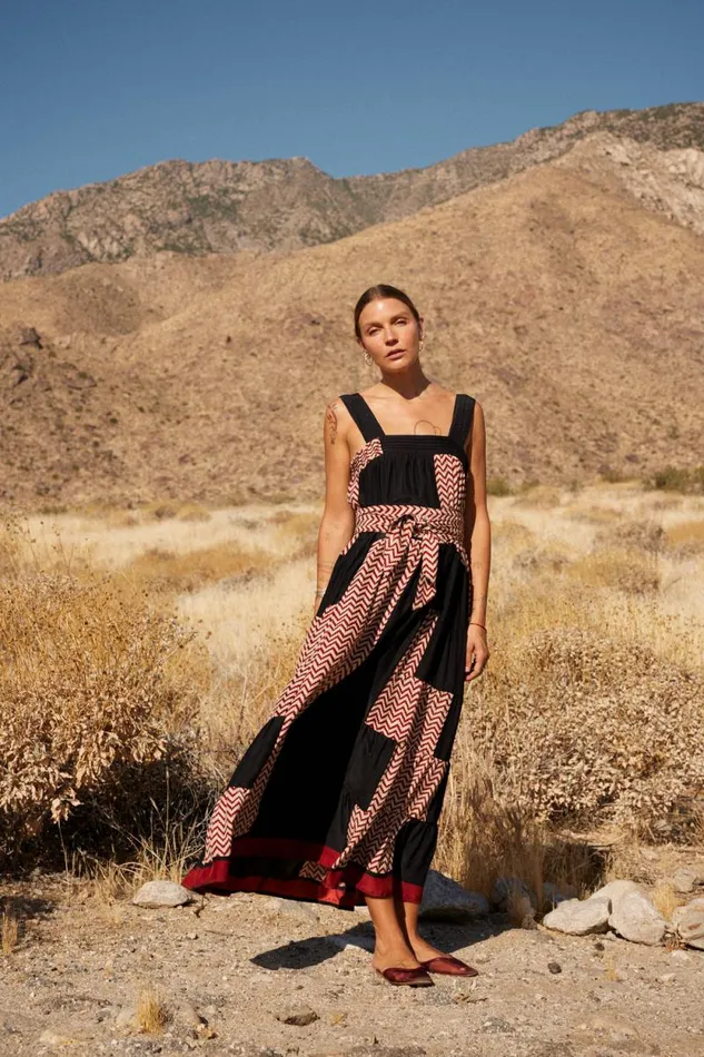 Dresses Shop Natalie Martin JASMINE MAXI Block Zigzag Noire
