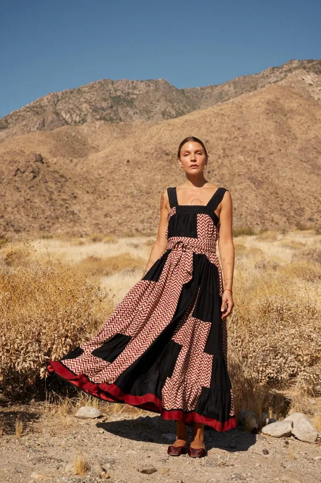Dresses Shop Natalie Martin JASMINE MAXI Block Zigzag Noire