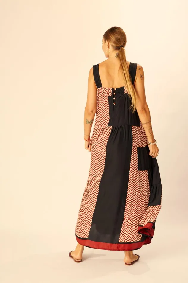 Dresses Shop Natalie Martin JASMINE MAXI Block Zigzag Noire