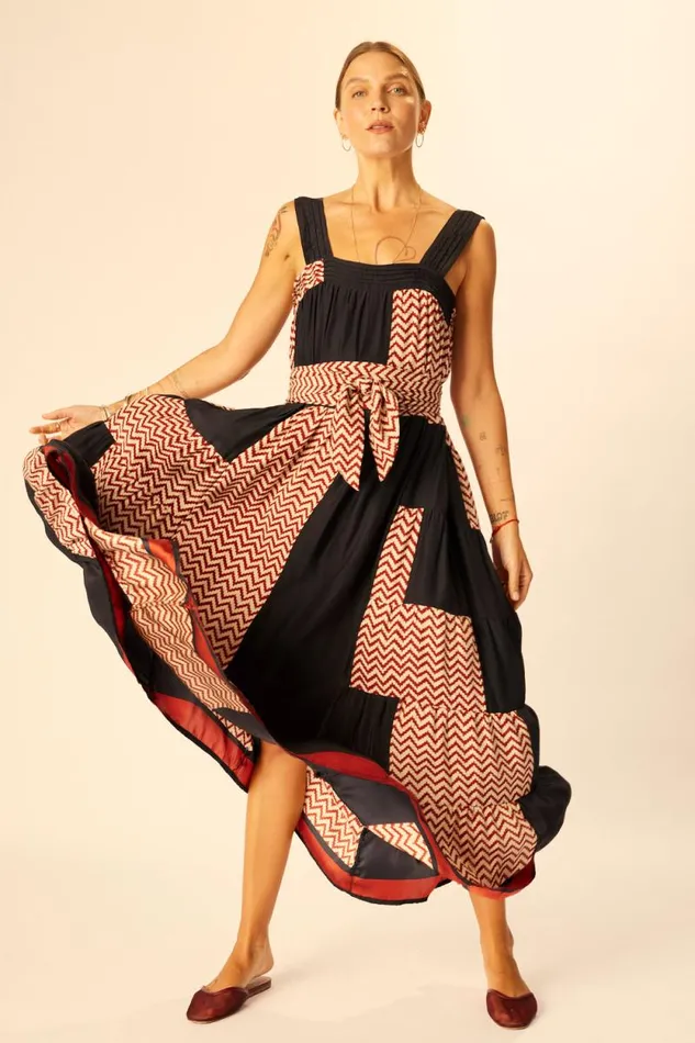 Dresses Shop Natalie Martin JASMINE MAXI Block Zigzag Noire