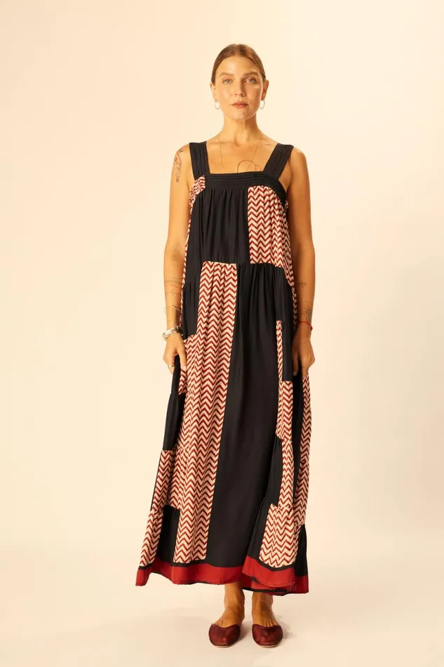 Dresses Shop Natalie Martin JASMINE MAXI Block Zigzag Noire