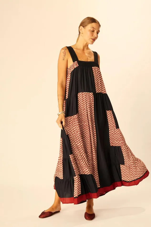 Dresses Shop Natalie Martin JASMINE MAXI Block Zigzag Noire