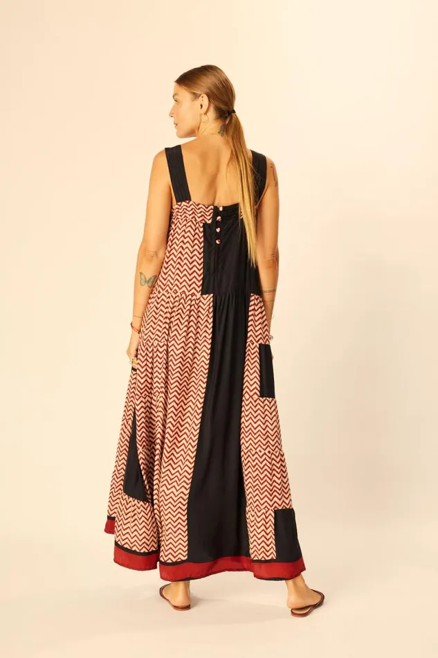 Dresses Shop Natalie Martin JASMINE MAXI Block Zigzag Noire