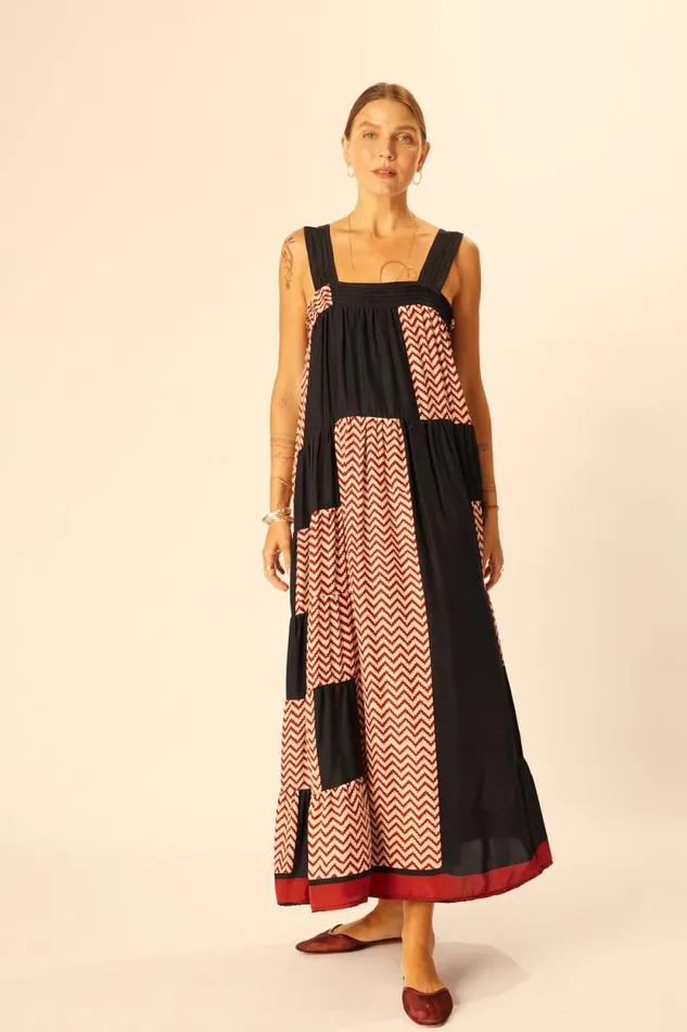 Dresses Shop Natalie Martin JASMINE MAXI Block Zigzag Noire