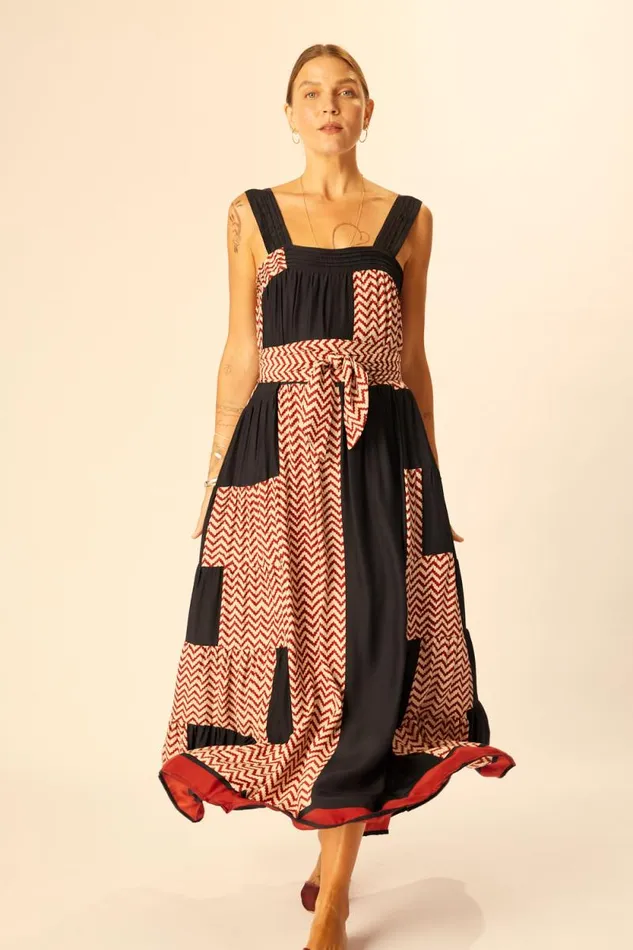 Dresses Shop Natalie Martin JASMINE MAXI Block Zigzag Noire