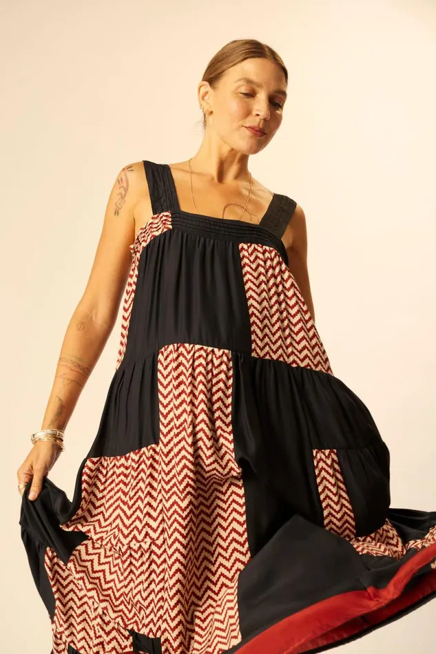 Dresses Shop Natalie Martin JASMINE MAXI Block Zigzag Noire