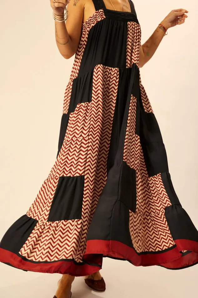 Dresses Shop Natalie Martin JASMINE MAXI Block Zigzag Noire