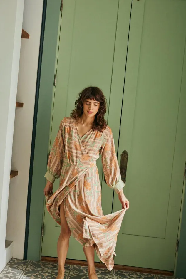Dresses Shop Natalie Martin KATE LONG SLEEVE MAXI Chamomile Apricot