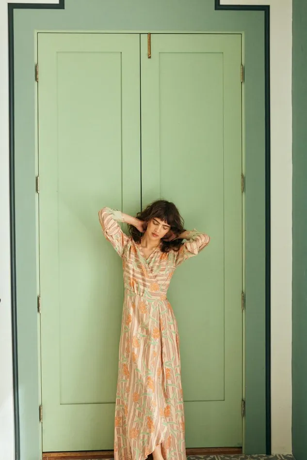 Dresses Shop Natalie Martin KATE LONG SLEEVE MAXI Chamomile Apricot