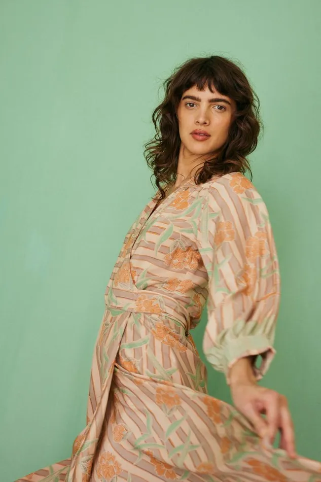 Dresses Shop Natalie Martin KATE LONG SLEEVE MAXI Chamomile Apricot